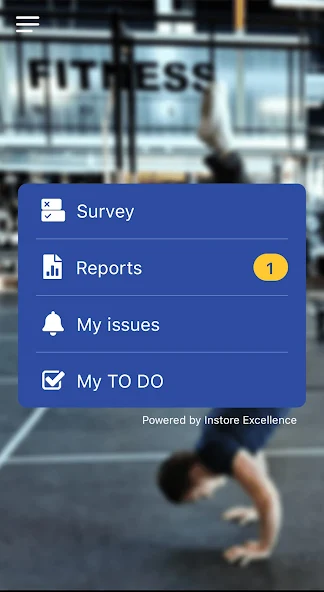 Instore Excellence menu screen